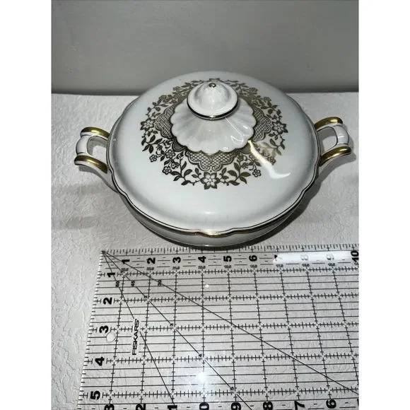 Lot Is 2 Bavaria Schirnding Serving Bowl with Lid #39 Floral White & Gold